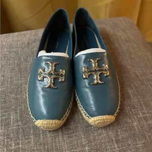 Tory Burch Teal Espadrille Loafers